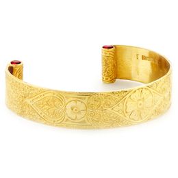 "Passionate Love" Women's 18k Yellow Wide Cuff Bracelet with Rubies