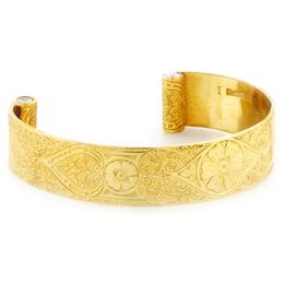 "Passionate Love" Women's 18k Yellow Gold  Wide Cuff Bracelet with Diamonds