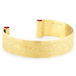 "Enduring Love" Women's 18k Yellow Gold Wide Cuff Bracelet with Rubies