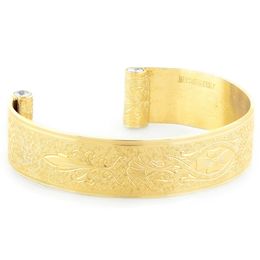 "Enduring Love" Women's 18k Yellow Gold Wide Cuff Bracelet with Diamonds