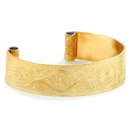 "Loyal Love" Women's 18k Yellow Gold Wide Cuff Bracelet with Sapphires