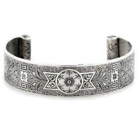 "Love and Regard" Women's Sterling Silver Wide Cuff Bracelet with Diamonds