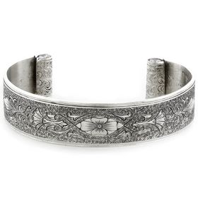 "Enduring Love" Women's Sterling Silver Wide Cuff Bracelet with Rubies