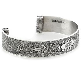 "Love At First Sight" Women's Sterling Silver Wide Cuff Bracelet with Diamonds