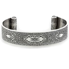 "Love At First Sight" Women's Sterling Silver Wide Cuff Bracelet with Diamonds