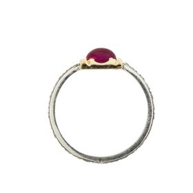 Die Struck 14k Yellow Gold & Sterling Silver HUGO KOHL Ring Set with Lab Ruby Cabochon