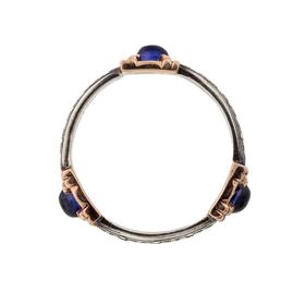 Die Struck 14k Rose Gold & Sterling Silver HUGO KOHL Ring Set with three Lab Sapphire Cabochons