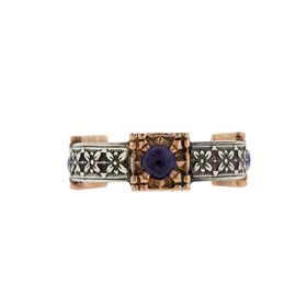 Die Struck 14k Rose Gold & Sterling Silver HUGO KOHL Ring Set with three Lab Sapphire Cabochons