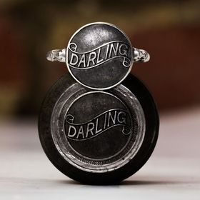Vintage sterling silver "Darling" ring with the original antique hand-engraved hub.